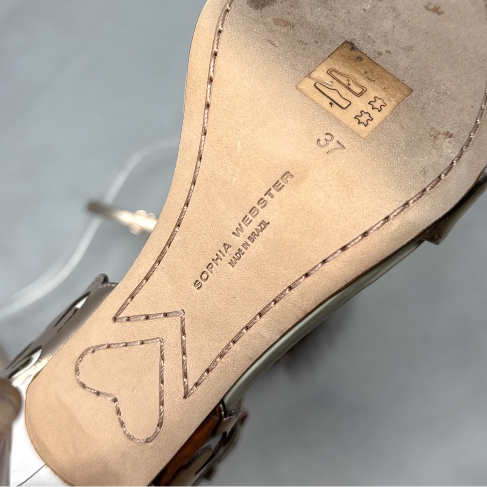 Sophia Webster Evangeline Butterfly Angel Wing Rose Gold Leather Sandal Heels 37 - Picture 13 of 16